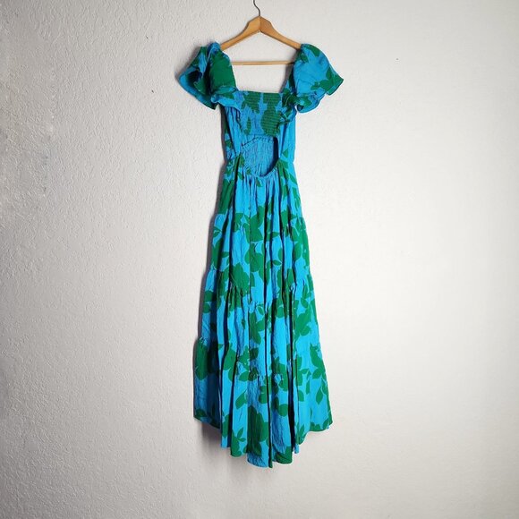 Anthropologie The Silverlake Flutter-Sleeve Dress with pockets in blue green XS - Picture 3 of 16